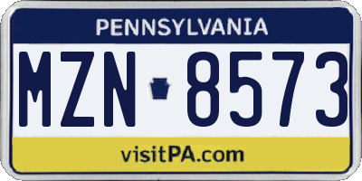PA license plate MZN8573
