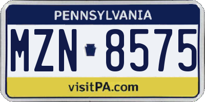 PA license plate MZN8575