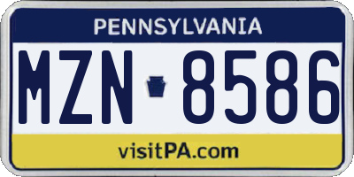 PA license plate MZN8586