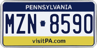 PA license plate MZN8590