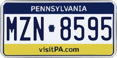 PA license plate MZN8595