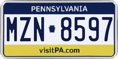 PA license plate MZN8597