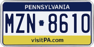 PA license plate MZN8610