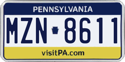 PA license plate MZN8611