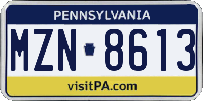 PA license plate MZN8613
