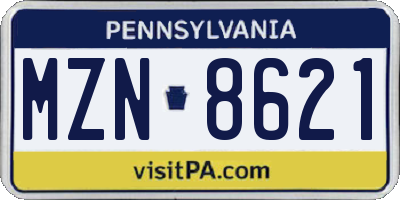 PA license plate MZN8621