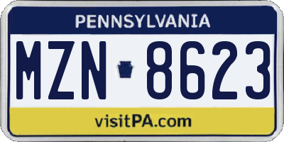 PA license plate MZN8623