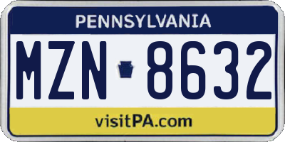 PA license plate MZN8632