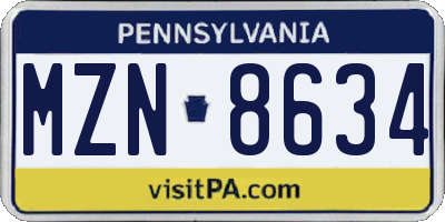 PA license plate MZN8634