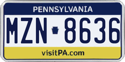 PA license plate MZN8636