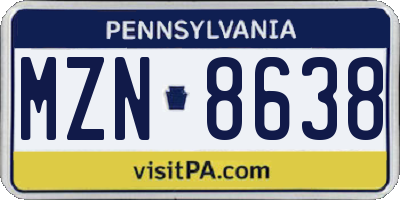 PA license plate MZN8638