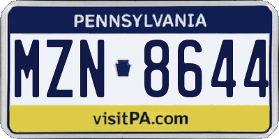 PA license plate MZN8644