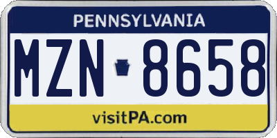 PA license plate MZN8658