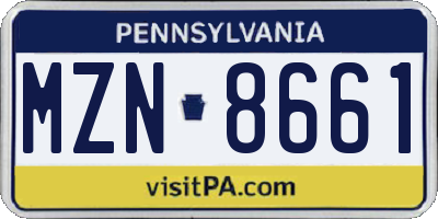 PA license plate MZN8661
