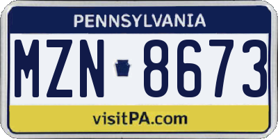 PA license plate MZN8673
