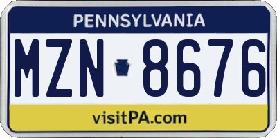 PA license plate MZN8676
