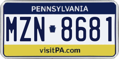 PA license plate MZN8681