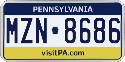 PA license plate MZN8686