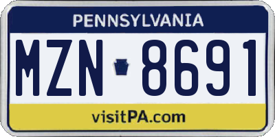PA license plate MZN8691