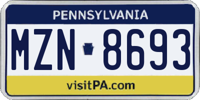PA license plate MZN8693