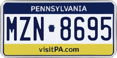 PA license plate MZN8695