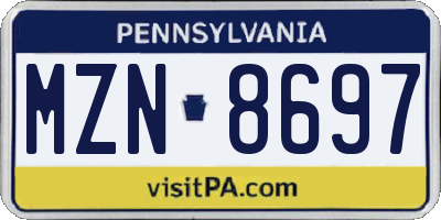 PA license plate MZN8697