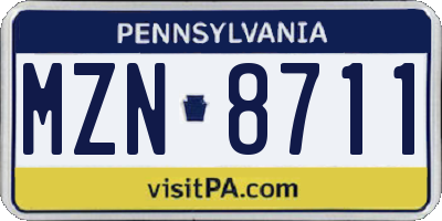 PA license plate MZN8711