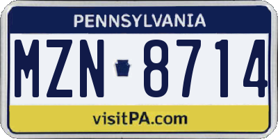 PA license plate MZN8714