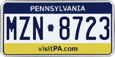 PA license plate MZN8723