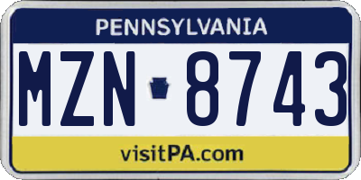 PA license plate MZN8743