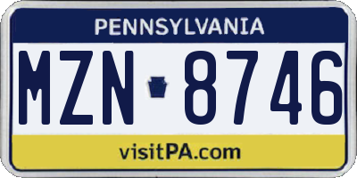 PA license plate MZN8746