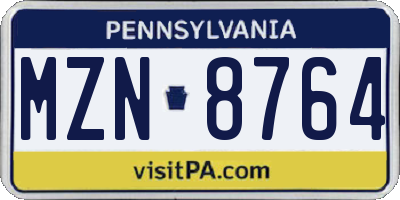 PA license plate MZN8764