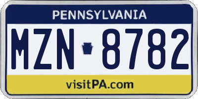 PA license plate MZN8782