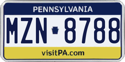 PA license plate MZN8788