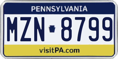 PA license plate MZN8799