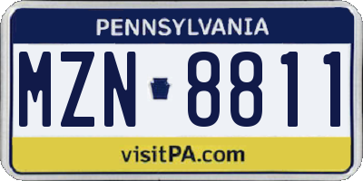 PA license plate MZN8811