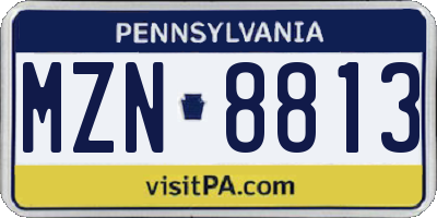PA license plate MZN8813