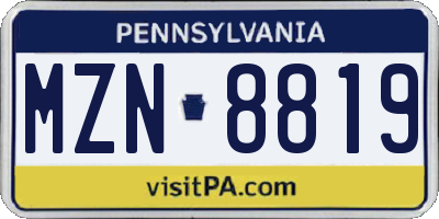 PA license plate MZN8819
