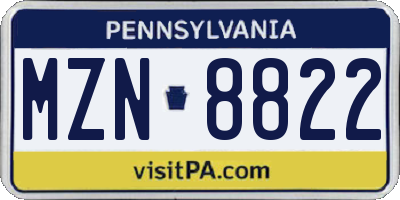PA license plate MZN8822