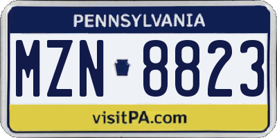 PA license plate MZN8823