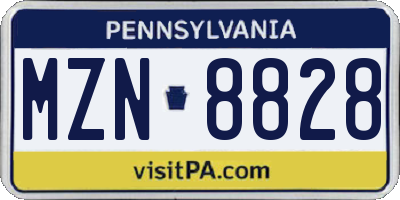 PA license plate MZN8828