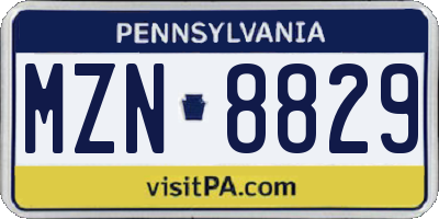 PA license plate MZN8829