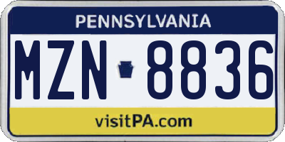 PA license plate MZN8836