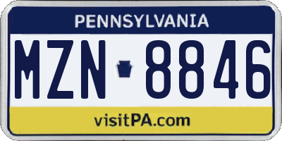 PA license plate MZN8846
