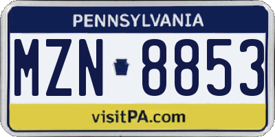 PA license plate MZN8853