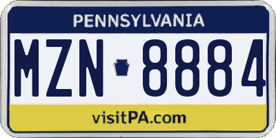 PA license plate MZN8884