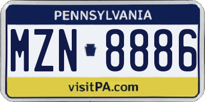 PA license plate MZN8886