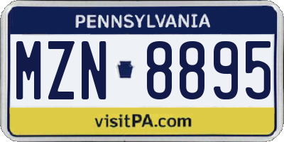PA license plate MZN8895
