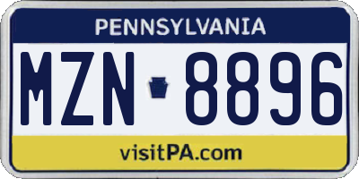 PA license plate MZN8896