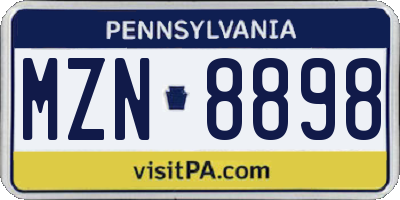 PA license plate MZN8898